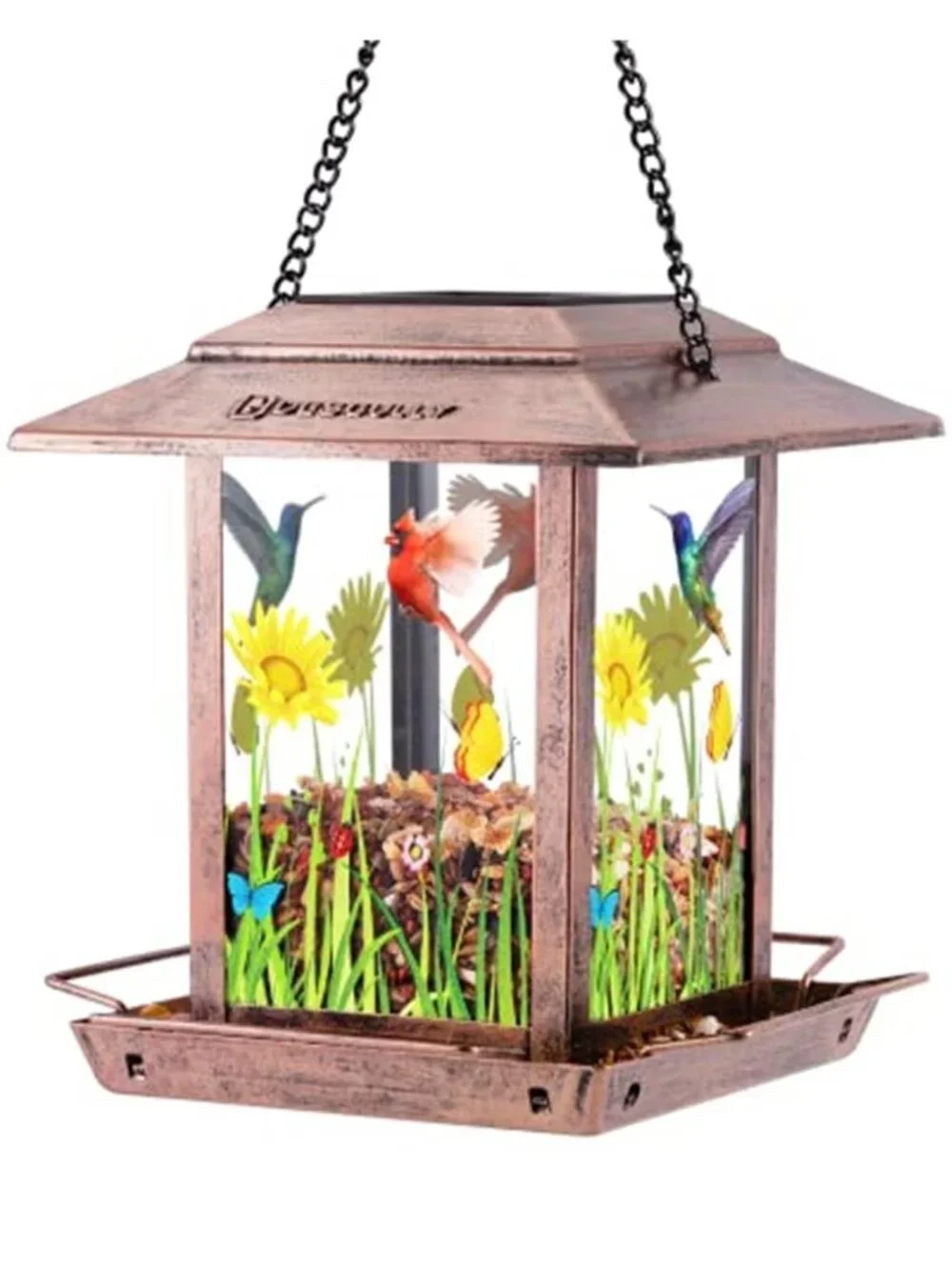 Solar Bird Feeders for Outdoors - 2.5 LBs Metal Wild Large & Small Bird Feeder
